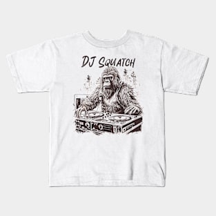 DJ Sasquatch Funny Bigfoot with Turntables Kids T-Shirt